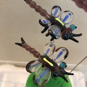 ILLUMINATIONS Flying Purple Green Dragonfly GLASS 3D Art Hand Made New NWT